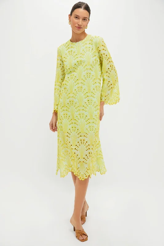 Mint and Mimosa Eyelet Jamie Dress Crew Neckline Casual
