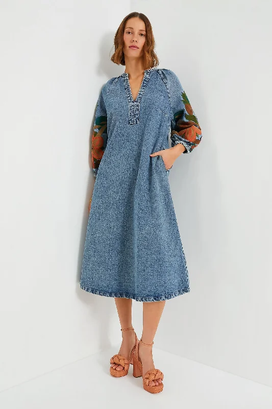 Blue Denim Cathleen Dress Bodycon Club Sequined