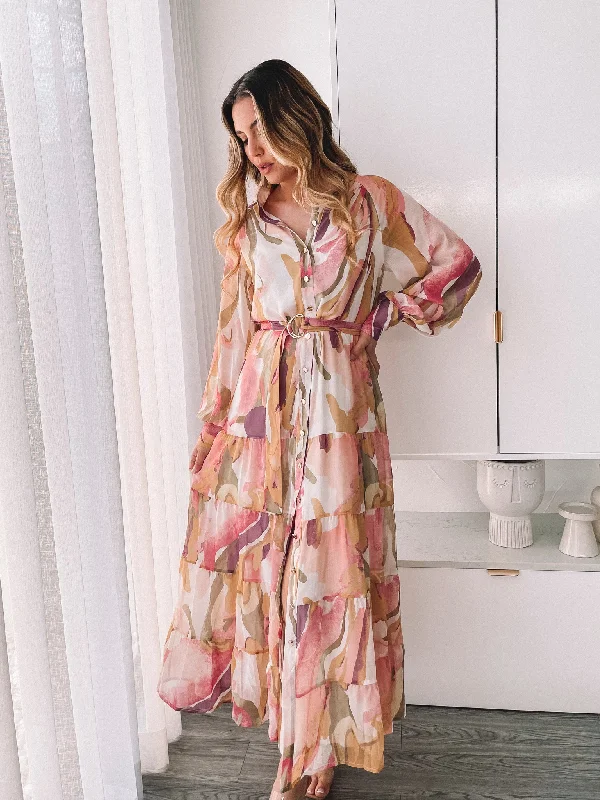 Lauvey Dress - Pink Print Tunics Essential wardrobe