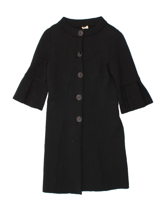 VINTAGE Womens 3/4 Sleeve Jumper Dress UK 8 Small Black Tunics Silk luxurious