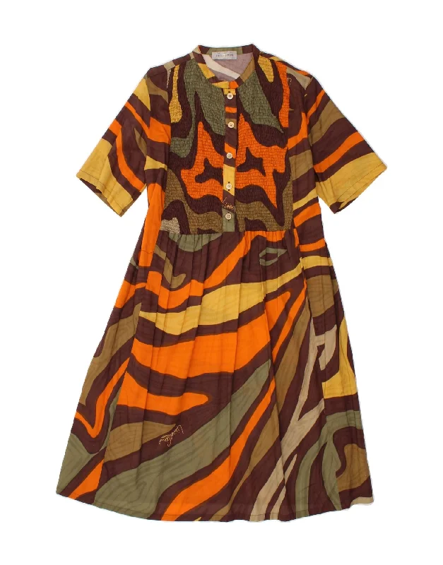 VINTAGE Womens A-Line Dress UK 18 XL Multicoloured Colourblock Tunics Floral girly