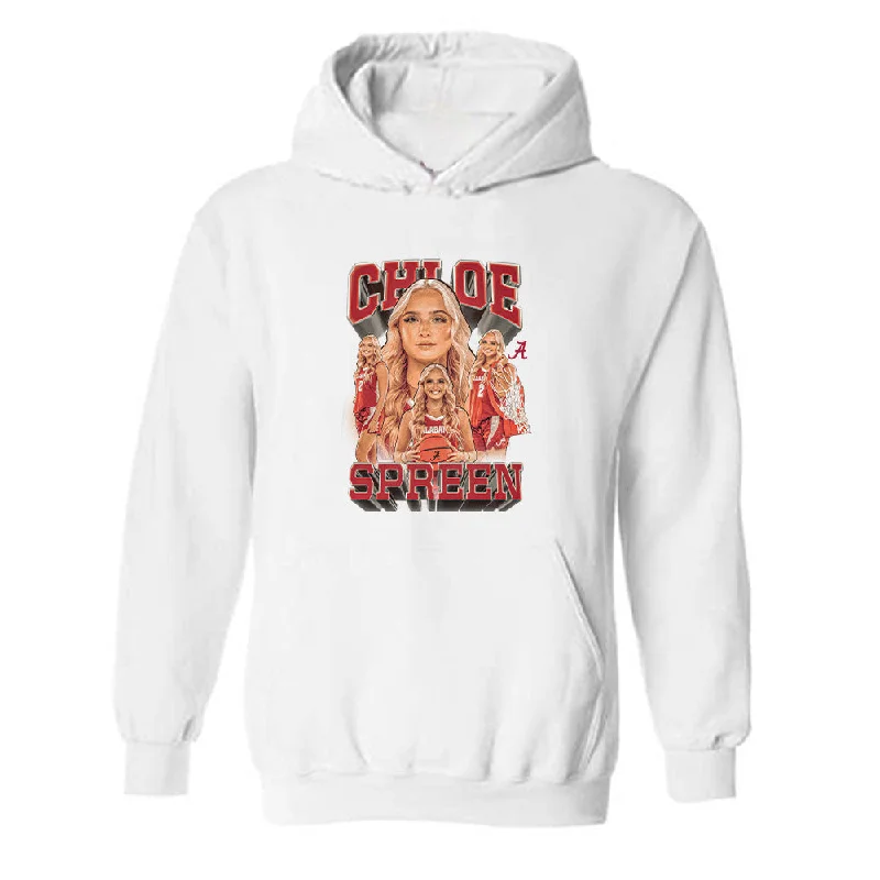 Alabama - NCAA Women's Basketball : Chloe Spreen - Player Collage Hooded Sweatshirt Hoodie with Embroidery Detailed Premium Alabama - NCAA Women's Basketball : Chloe Spreen - Player Collage Hooded Sweatshirt Hoodie with Embroidery Detailed Premium