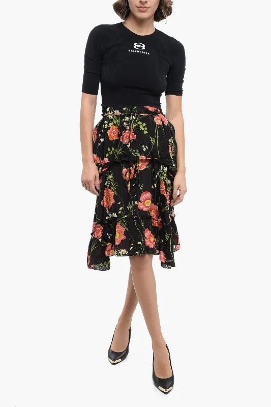 Balenciaga Silk-blended Dress with Floral Pattern Tunics Practical durable