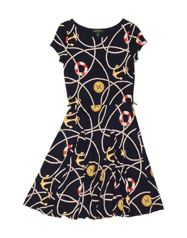 RALPH LAUREN Womens Graphic Basic Dress UK 8 Small Navy Blue Cotton Tunic Top Casual RALPH LAUREN Womens Graphic Basic Dress UK 8 Small Navy Blue Cotton Tunic Top Casual