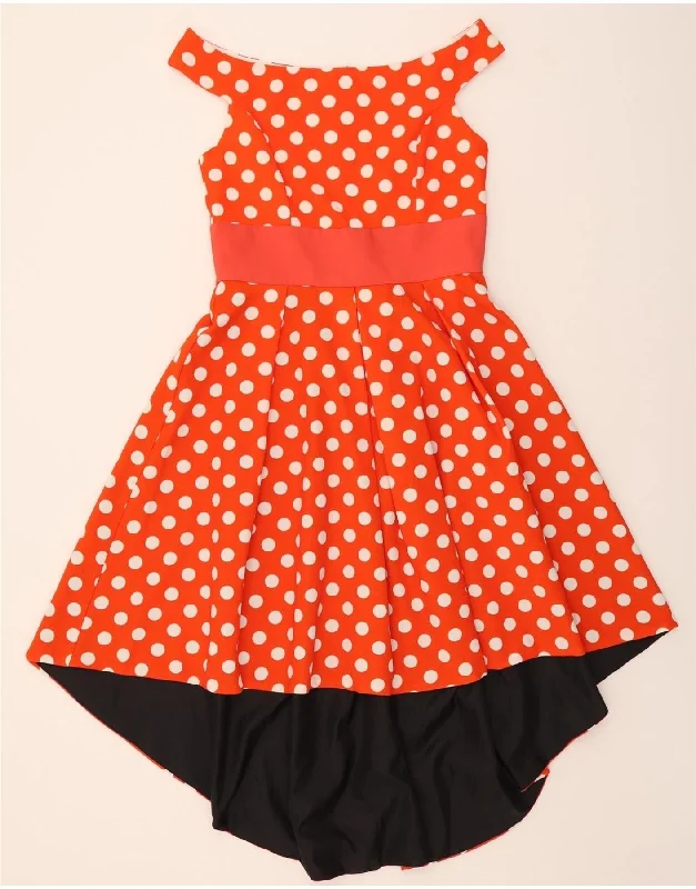 VINTAGE Womens Sleeveless A-Line Dress UK 16 Large Orange Polka Dot Tunic Top Casual VINTAGE Womens Sleeveless A-Line Dress UK 16 Large Orange Polka Dot Tunic Top Casual