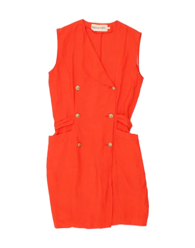 VINTAGE Womens Sleeveless Sheath Dress IT 42 Medium Orange Linen Tunics Seasonal trendy VINTAGE Womens Sleeveless Sheath Dress IT 42 Medium Orange Linen Tunics Seasonal trendy