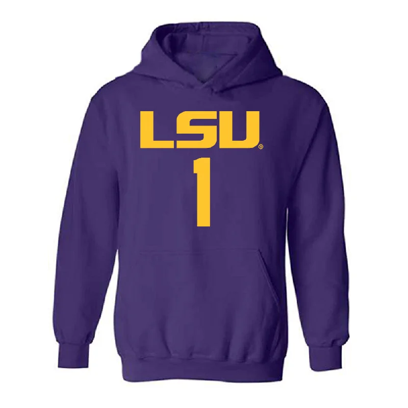LSU - NCAA Women's Basketball : Mjracle Sheppard - Classic Shersey Hooded Sweatshirt Hoodie with Mock Neck Collared Structured LSU - NCAA Women's Basketball : Mjracle Sheppard - Classic Shersey Hooded Sweatshirt Hoodie with Mock Neck Collared Structured