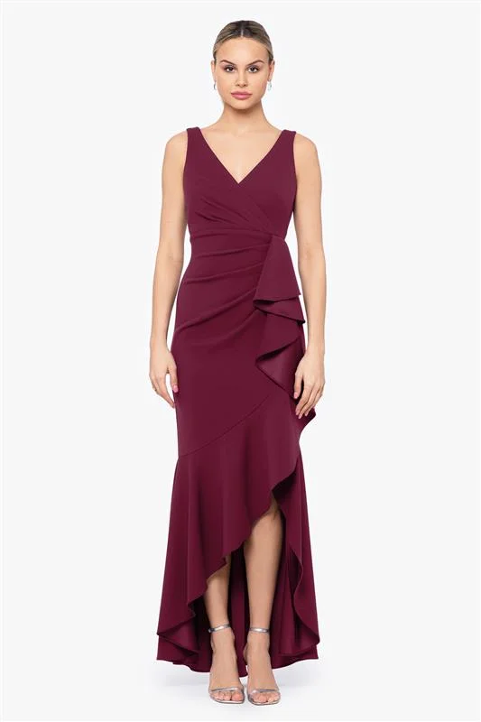"Candace" Long V- Neck Hi Low Cascade Dress Tunics Fall fleece