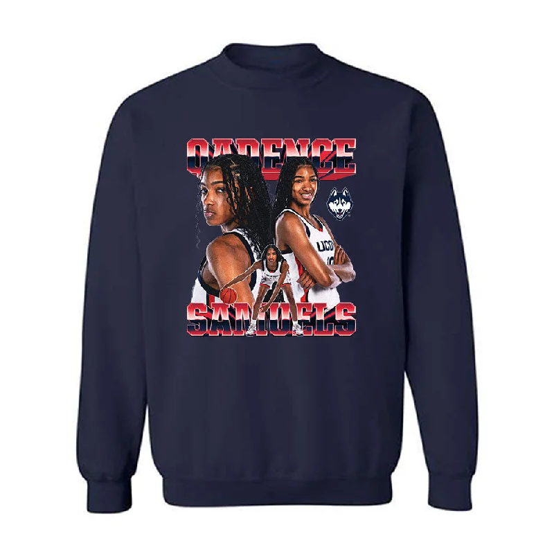 UConn - NCAA Women's Basketball : Qadence Samuels - Crewneck Sweatshirt Hoodie with Hidden Zipper Minimalist Clean UConn - NCAA Women's Basketball : Qadence Samuels - Crewneck Sweatshirt Hoodie with Hidden Zipper Minimalist Clean