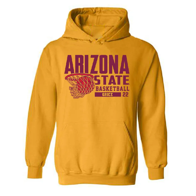 Arizona State - NCAA Women's Basketball : Timya Grice - Classic Fashion Shersey Hooded Sweatshirt Hoodie with Side Slits Relaxed Casual Arizona State - NCAA Women's Basketball : Timya Grice - Classic Fashion Shersey Hooded Sweatshirt Hoodie with Side Slits Relaxed Casual