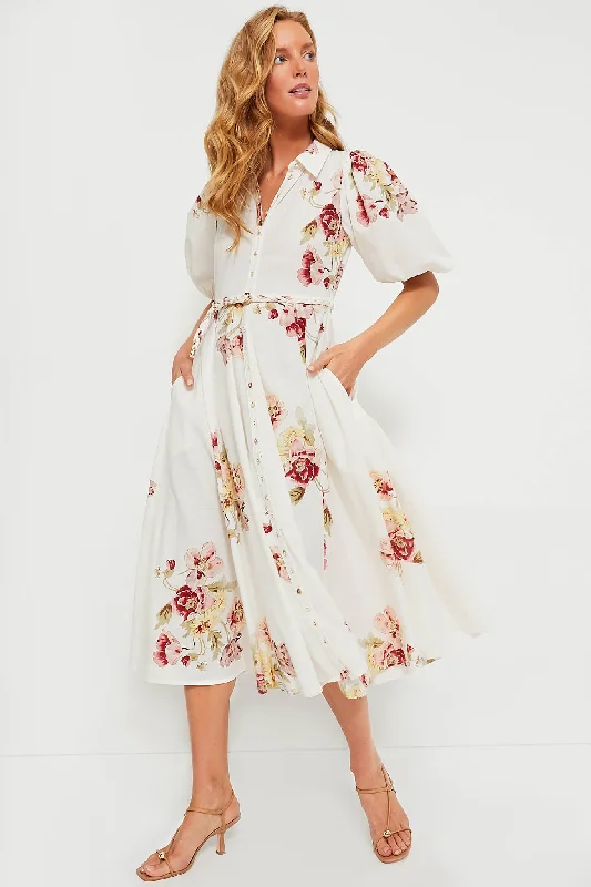 Mini Rosette Linen Button Down Dress Tunics Chic fashionable