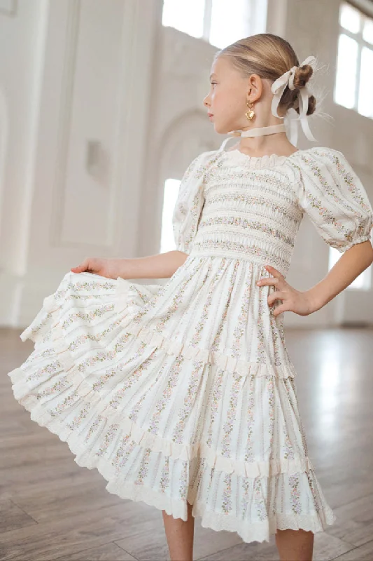 Mini Roselyn Dress in Ivory Floral Tunics Silk luxurious