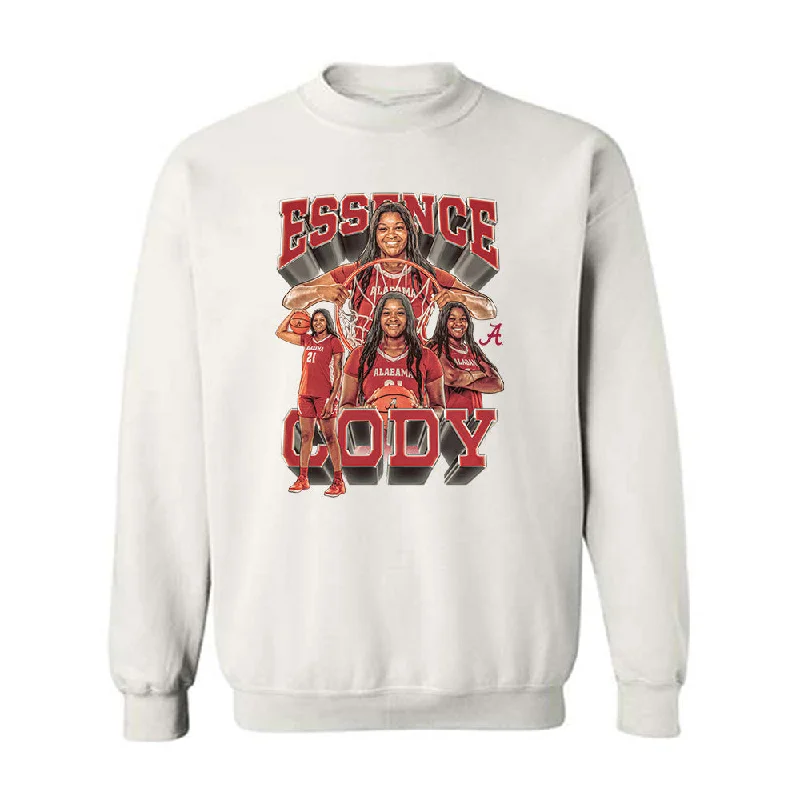 Alabama - NCAA Women's Basketball : Essence Cody - Player Collage Crewneck Sweatshirt Hoodie with Hem Frayed Vintage Worn Alabama - NCAA Women's Basketball : Essence Cody - Player Collage Crewneck Sweatshirt Hoodie with Hem Frayed Vintage Worn