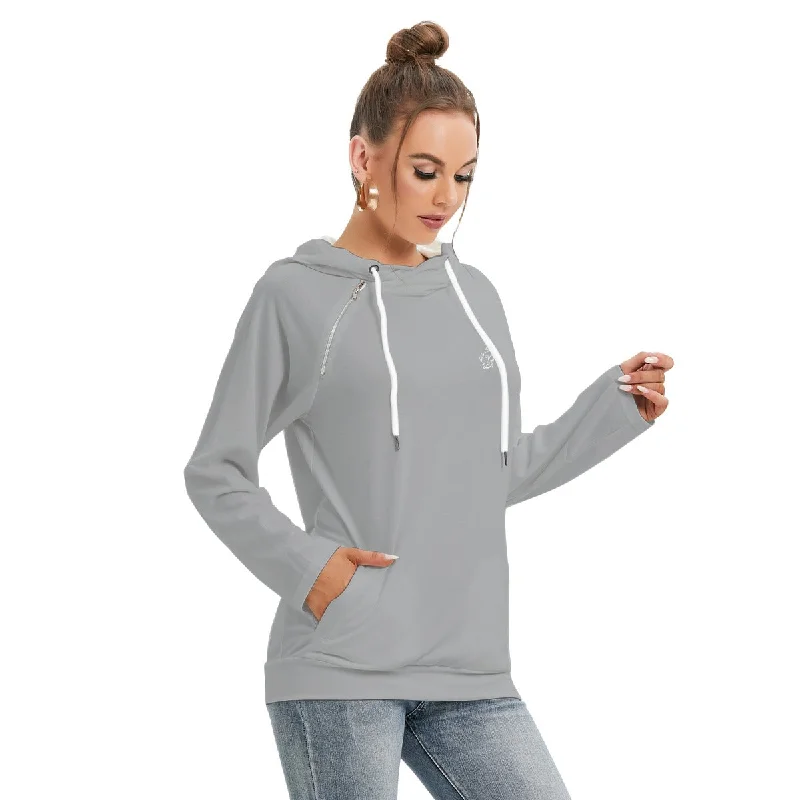 All-Over Print Women's Hoodie With Double Hood Hoodie with Hem Frayed Vintage Worn