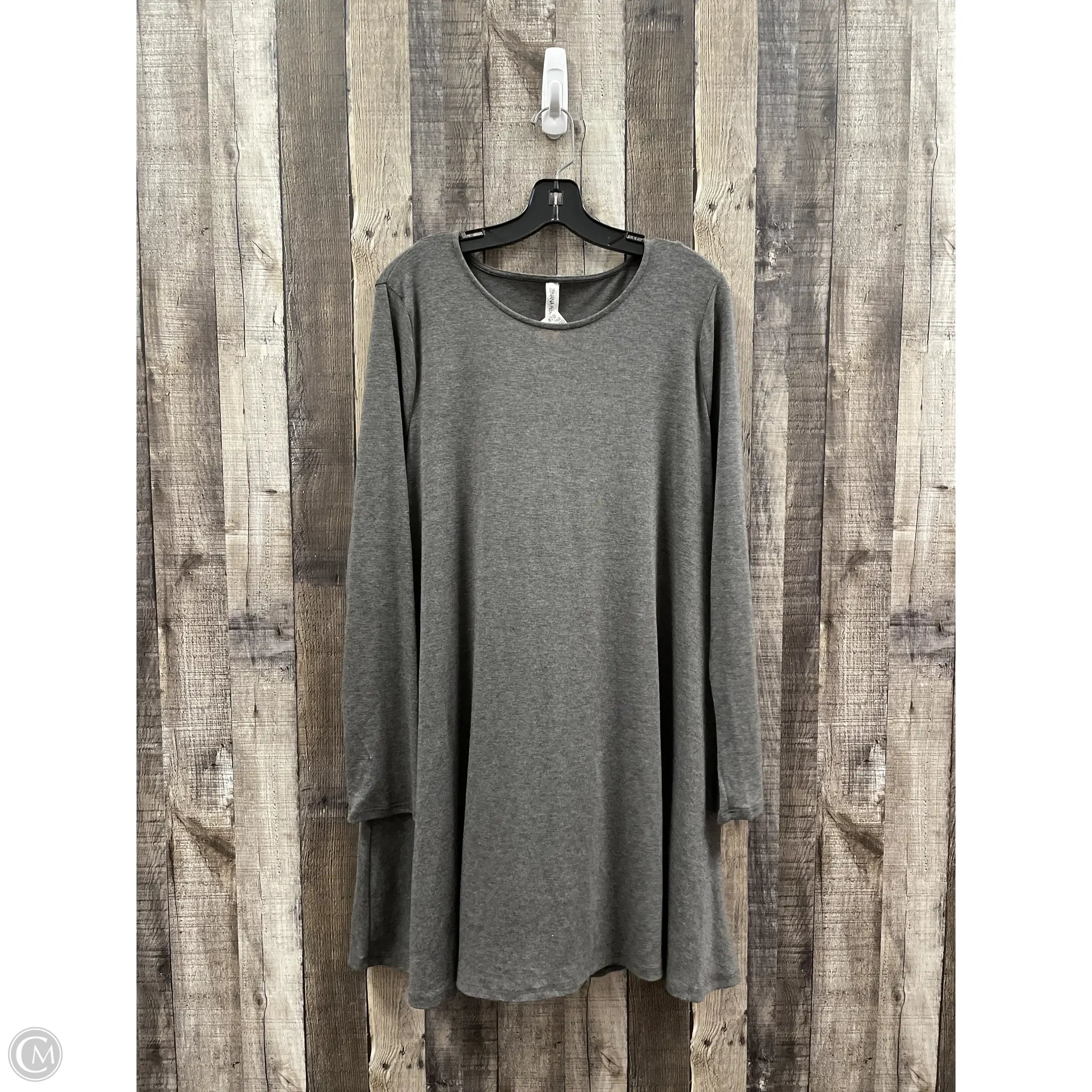 Dress Casual Midi By Zenana Outfitters In Grey, Size: 1x Tunics Designer luxury