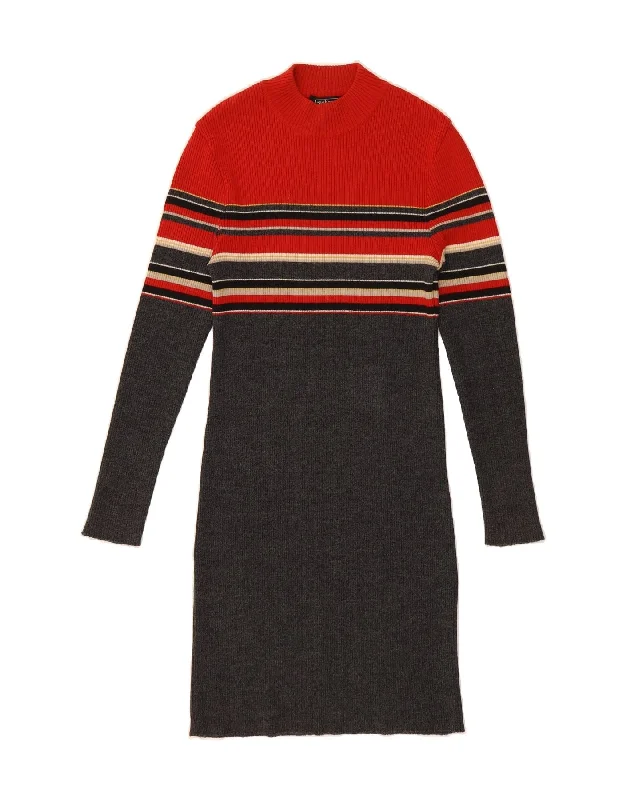 CACHAREL Womens Long Sleeve Jumper Dress UK 10 Small Grey Striped Tunics Office stylish CACHAREL Womens Long Sleeve Jumper Dress UK 10 Small Grey Striped Tunics Office stylish