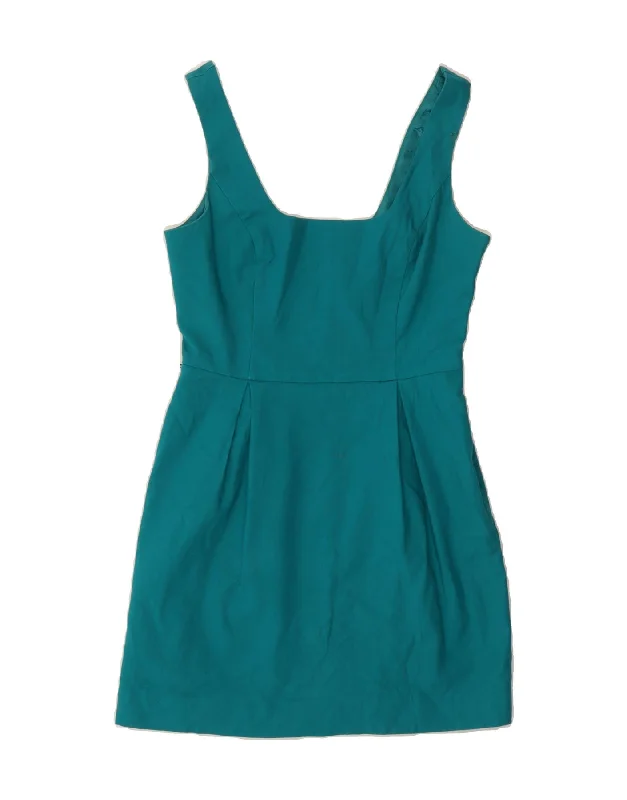 OASIS Womens Sleeveless Sheath Dress UK 12 Medium Turquoise Cotton Tunics Sophisticated sleek OASIS Womens Sleeveless Sheath Dress UK 12 Medium Turquoise Cotton Tunics Sophisticated sleek