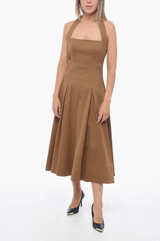 Khaite Cotton Blend Flared Dress with Halter Neck 38 Italian size Tunics Versatile stylish Khaite Cotton Blend Flared Dress with Halter Neck 38 Italian size Tunics Versatile stylish