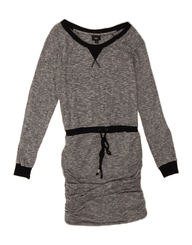 MOSSIMO Womens Long Sleeve Jumper Dress UK 10 Small Grey Flecked Rayon Boat Neckline Classic MOSSIMO Womens Long Sleeve Jumper Dress UK 10 Small Grey Flecked Rayon Boat Neckline Classic