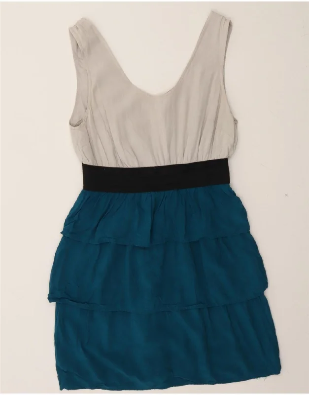 MOSSIMO Womens Sleeveless Tiered Dress UK 12 Medium Blue Colourblock Rayon Tunics Sophisticated sleek MOSSIMO Womens Sleeveless Tiered Dress UK 12 Medium Blue Colourblock Rayon Tunics Sophisticated sleek