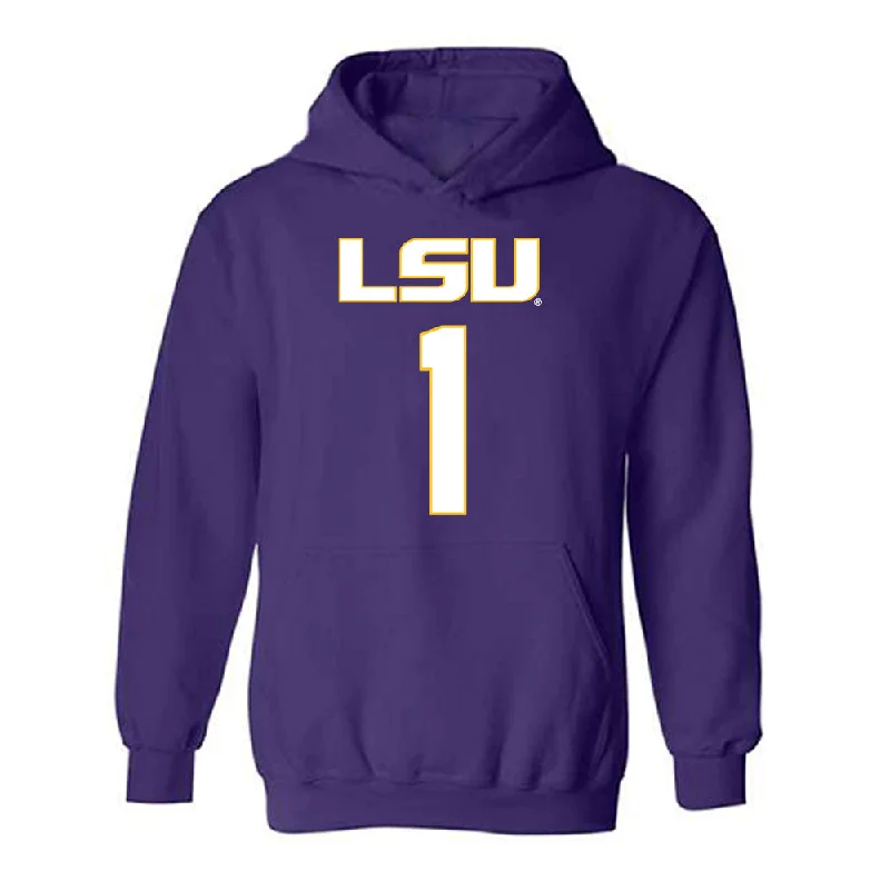 LSU - NCAA Women's Basketball : Mjracle Sheppard - Replica Shersey Hooded Sweatshirt Hoodie with Raglan Sleeves Sporty Comfortable LSU - NCAA Women's Basketball : Mjracle Sheppard - Replica Shersey Hooded Sweatshirt Hoodie with Raglan Sleeves Sporty Comfortable