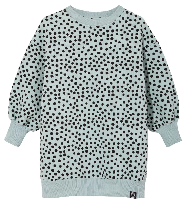 Kukukid Sweatshirt Dress | Pistachio Dots Hoodie with Sequins Glamorous Eye-catching Kukukid Sweatshirt Dress | Pistachio Dots Hoodie with Sequins Glamorous Eye-catching