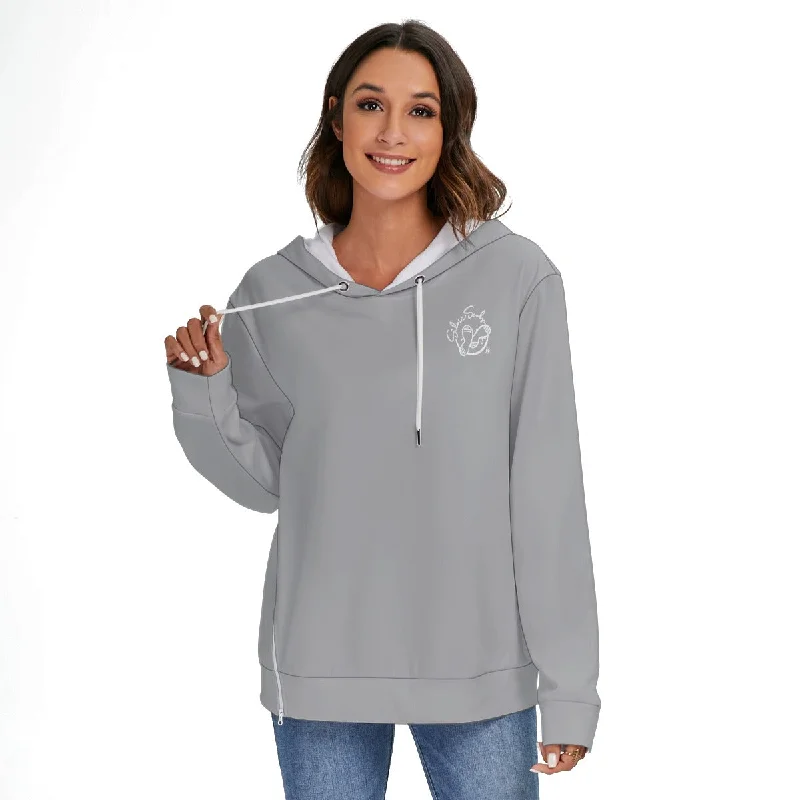 All-Over Print Women's Heavy Fleece Zip-on-the-Side Hoodie Hoodie with Lace Feminine Delicate All-Over Print Women's Heavy Fleece Zip-on-the-Side Hoodie Hoodie with Lace Feminine Delicate