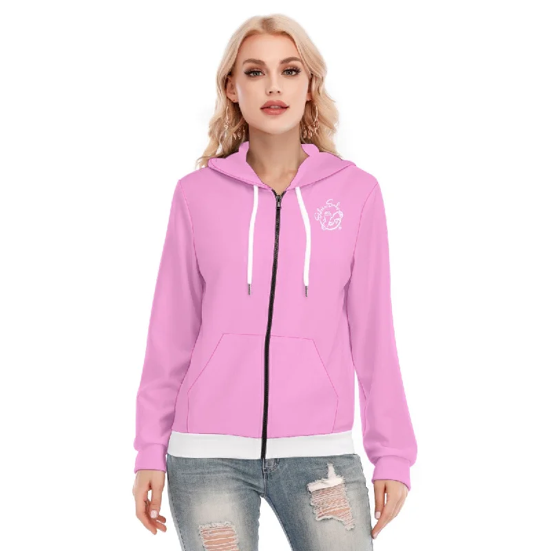 All-Over Print Women's Hoodie With Zipper Hoodie with Hem Ribbing Snug Secure