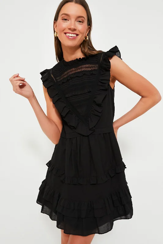 Black Cecilia Ruffle Dress Tunics Luxurious premium