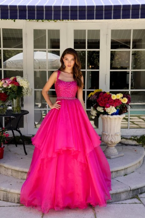 Ava Presley 29523 Beaded Ball Gown Long Tiered Skirt Prom Dress Tunics Silk luxurious