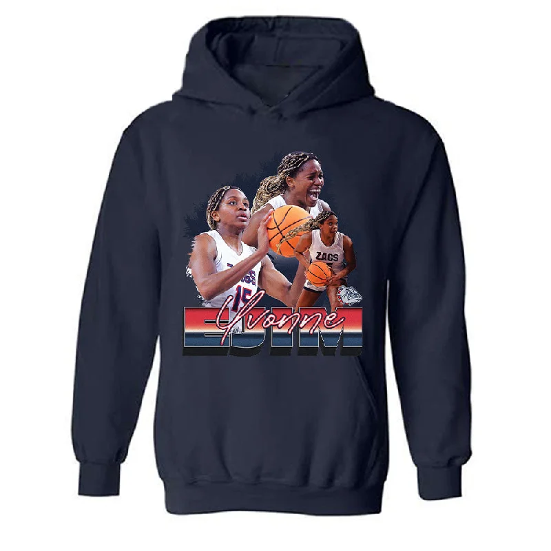 Gonzaga - NCAA Women's Basketball : Yvonne Ejim - Player Collage Hooded Sweatshirt Hoodie with Velcro Closure Adjustable Secure Gonzaga - NCAA Women's Basketball : Yvonne Ejim - Player Collage Hooded Sweatshirt Hoodie with Velcro Closure Adjustable Secure