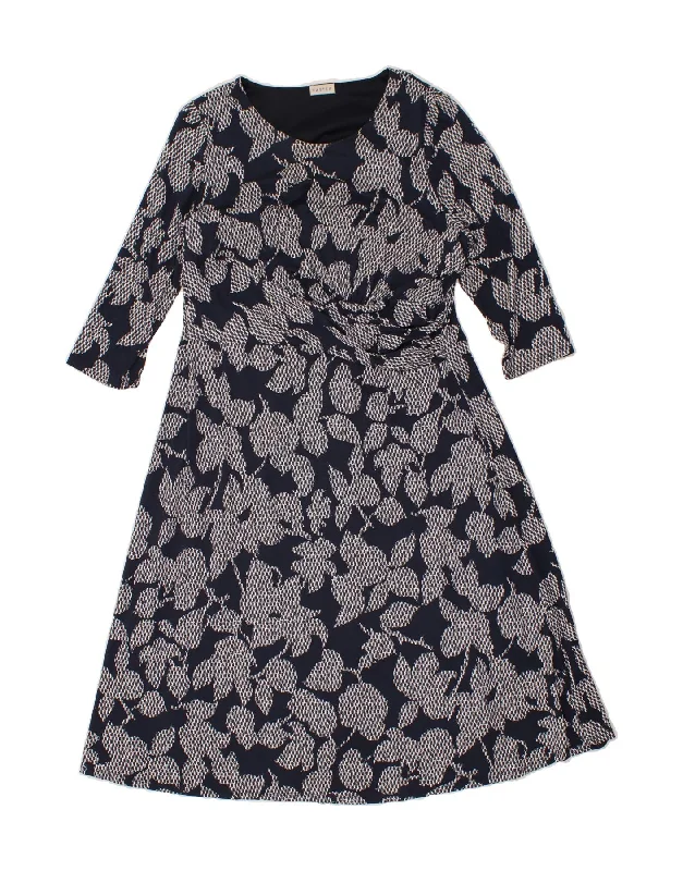 EASTEX Womens 3/4 Sleeve A-Line Dress UK 14 Medium Navy Blue Floral Tunics Plaid country EASTEX Womens 3/4 Sleeve A-Line Dress UK 14 Medium Navy Blue Floral Tunics Plaid country
