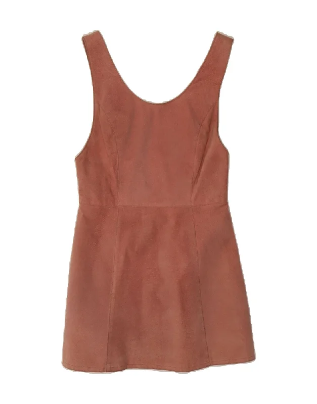VINTAGE Womens Sleeveless Suede Dress UK 8 Small Pink Tunics Designer luxury