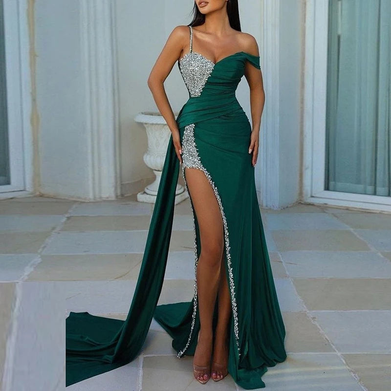 ZJKRL - Sexy Patchwork Sequins Shiny Evening Dress Women Spring Strapless High Split Long Dress Summer Off Shoulder Hollow Sling Dresses Tunics Spring floral ZJKRL - Sexy Patchwork Sequins Shiny Evening Dress Women Spring Strapless High Split Long Dress Summer Off Shoulder Hollow Sling Dresses Tunics Spring floral