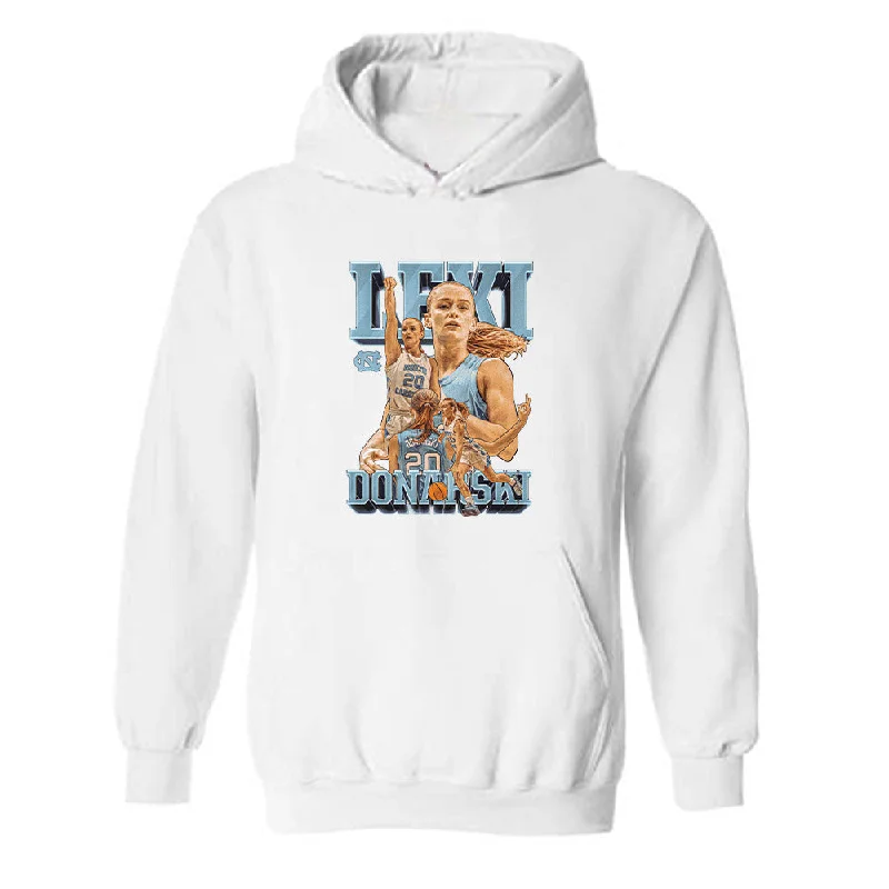 UNC - NCAA Women's Basketball : Lexi Donarski - Player Collage Hooded Sweatshirt Hoodie with Illustration Artistic Creative UNC - NCAA Women's Basketball : Lexi Donarski - Player Collage Hooded Sweatshirt Hoodie with Illustration Artistic Creative