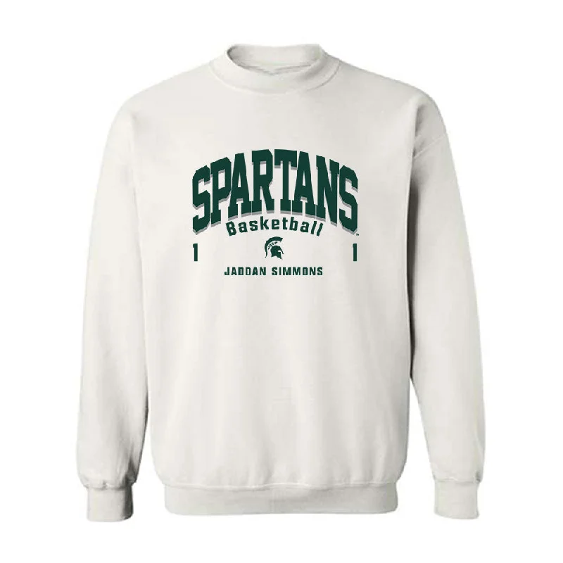 Michigan State - NCAA Women's Basketball : Jaddan Simmons - Classic Fashion Shersey Crewneck Sweatshirt Hoodie with Hem Patch Decorative Personalized Michigan State - NCAA Women's Basketball : Jaddan Simmons - Classic Fashion Shersey Crewneck Sweatshirt Hoodie with Hem Patch Decorative Personalized