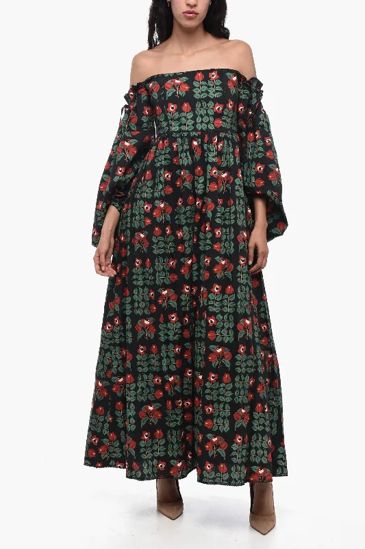 Agua by Agua Bendita Pleated ALHELI Dress with Floral Pattern Tunics Gym athletic