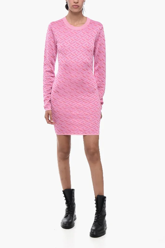Versace Silk Blend Dress with LA GRECA Pattern Tunics Winter warm