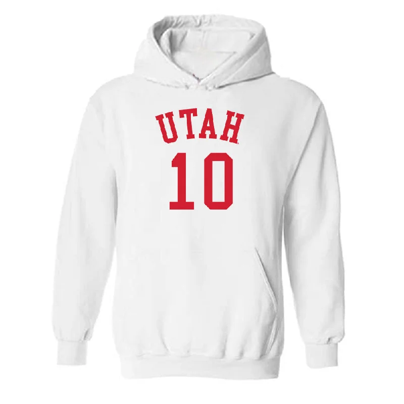 Utah - NCAA Women's Basketball : Grace Foster - Replica Shersey Hooded Sweatshirt Hoodie with Slit Hem Functional Movement Utah - NCAA Women's Basketball : Grace Foster - Replica Shersey Hooded Sweatshirt Hoodie with Slit Hem Functional Movement