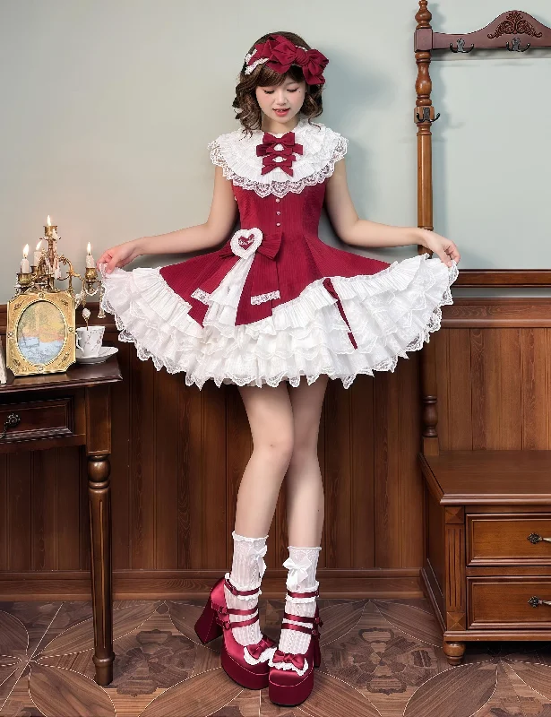 Alice Girl~Arrogant Miss~Sweet Lolita Jumper Dress with Tiered Lace Dress Tunics Timeless classic Alice Girl~Arrogant Miss~Sweet Lolita Jumper Dress with Tiered Lace Dress Tunics Timeless classic