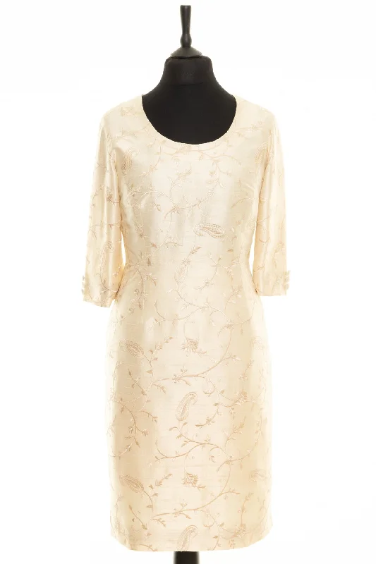 Sophia Dress in Ottoman Ivory - Round Neck Tunics Print Colorful