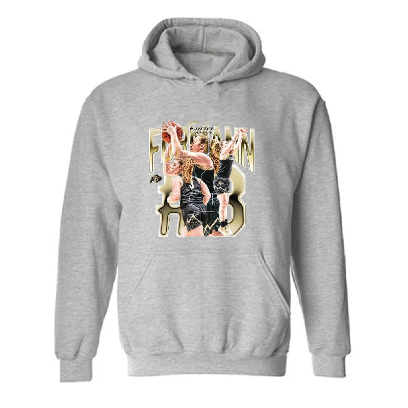 Colorado - NCAA Women's Basketball : Frida Formann - Player Collage Hooded Sweatshirt Hoodie with Reflective Safety Nightwear Colorado - NCAA Women's Basketball : Frida Formann - Player Collage Hooded Sweatshirt Hoodie with Reflective Safety Nightwear