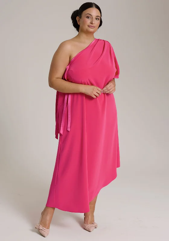 Monessa Joan Críoa Bow One Shoulder Belted Dress, Pink Tunics Hiking breathable
