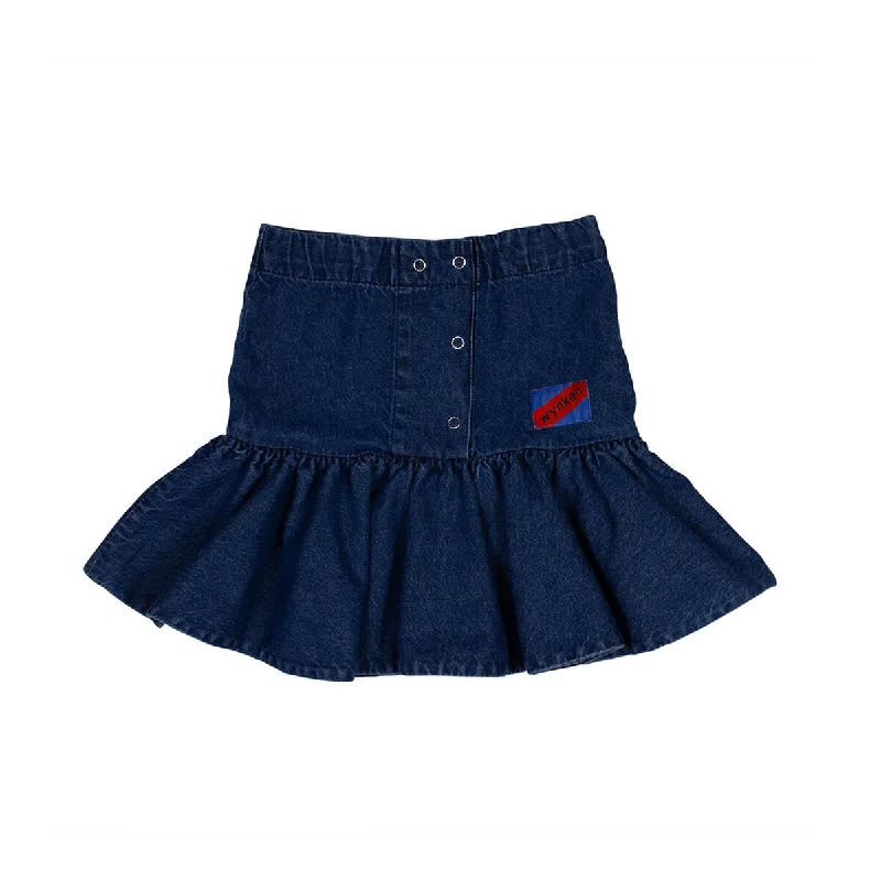 Denim Puff Skirt by Wynken - Last Ones In Stock - 4-8 Years leather skirt sleek