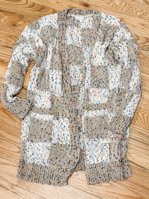 Checkered Miley Dot Cardigan Ribbed Striped Patterned