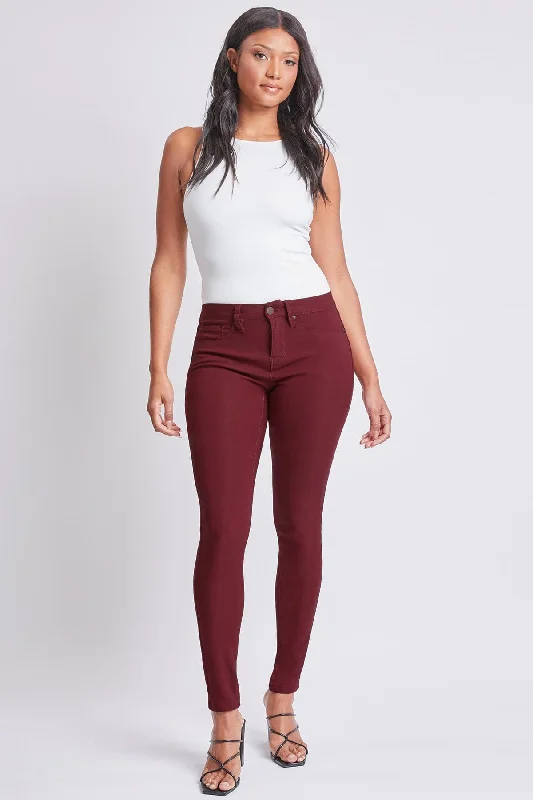 Women's Hyperstretch Skinny Pants, Dark Wine Comfortable Jogger Trousers