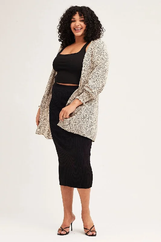 Animal Print Open Front Longline Cardigan Oversized Loose Flowy