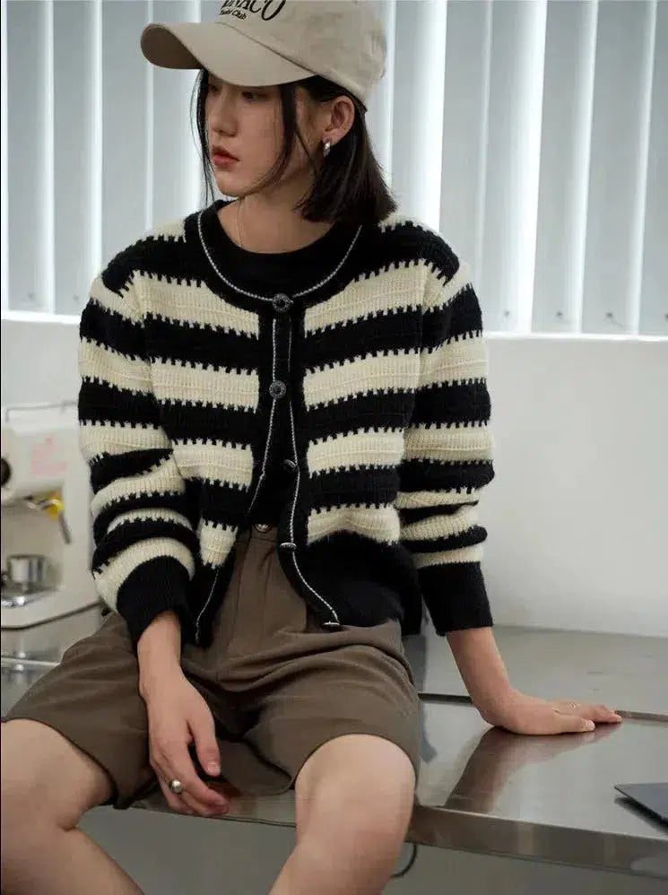 Striped Button Up Cardigan Long Cardigan Short Cardigan Medium Cardigan