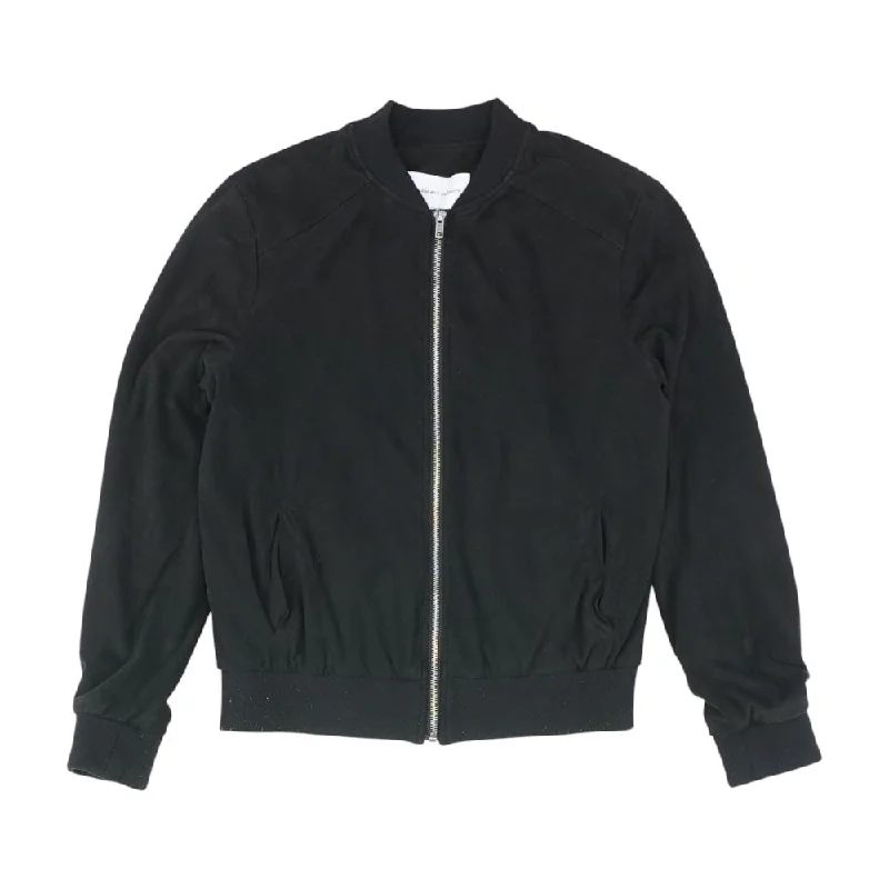 Black Solid Lightweight Jacket Faux Fur Jacket Real Fur Jacket Shearling Jacket