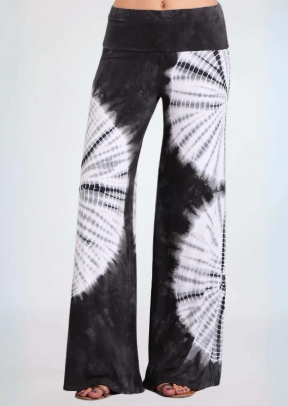Groovy Grey Tie Dye Palazzo Pants Made in USA Formal Stretch Pants